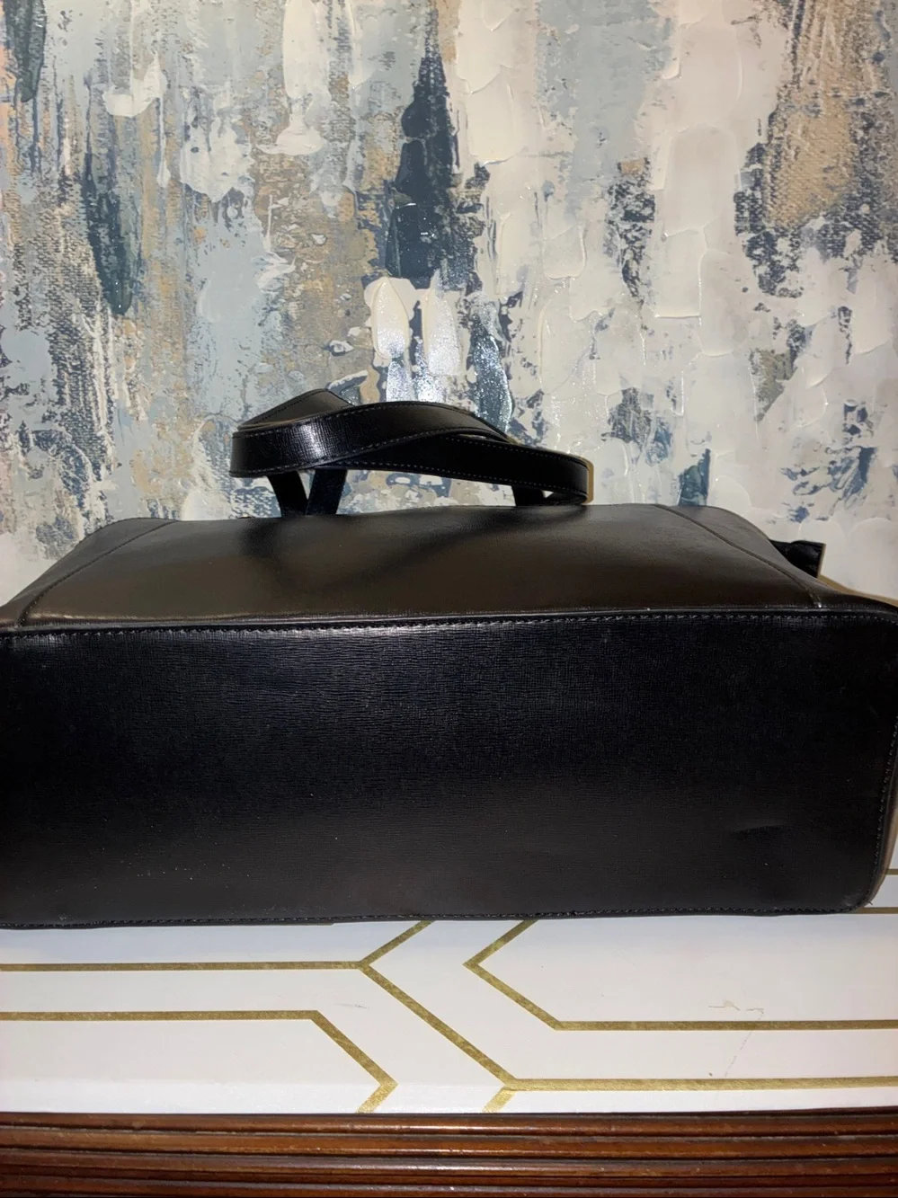 EUC Kenneth Cole Reaction Black Smooth Leather Shoulder Tote
